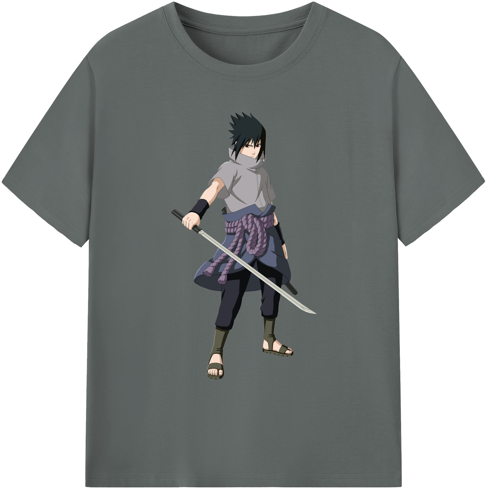 （画像用） NARUTO -ナルト- うちは サスケ Uchiha Sasuke 綿100％ メンズ半袖Tシャツ｜肌触りやわらか＆通気性